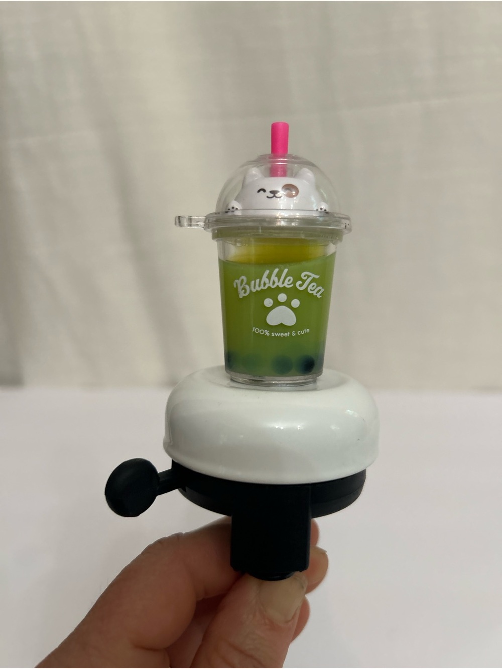 Bike Bell NWT With Upcycled Boba Matcha Bubble‎ Tea Kitty Toy